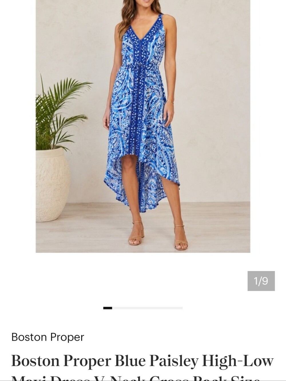Blue & White Flowy High Low Dress -Coastal Vibes